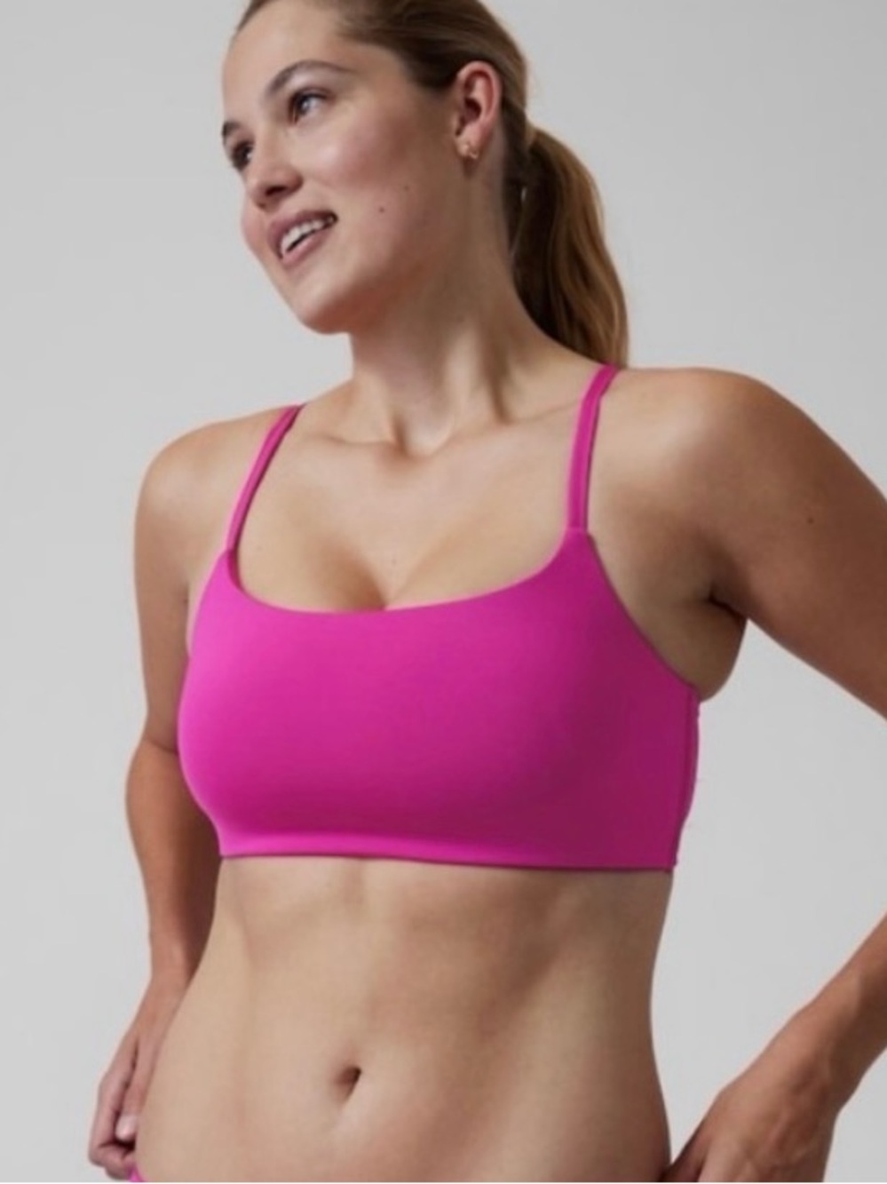 ATHLETA Scoop Bikini Top Hot Pink small D DD cups sports bra